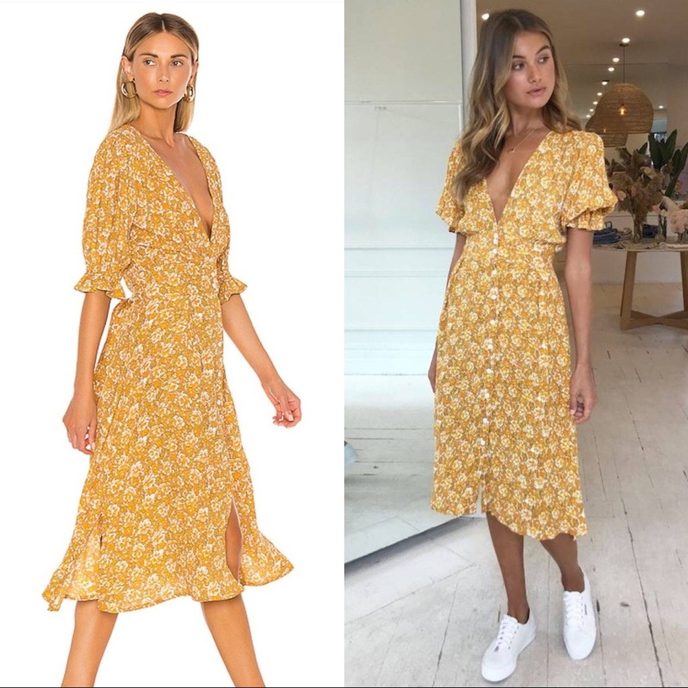 Faithfull the Brand Rafa Floral Print Midi Dress